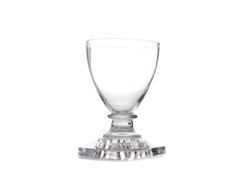 REGENCY GLASS RUMMER, with conical bowl over a blade knopped stem, lemon squeezer foot and square base, 11.2cm high Provenanc