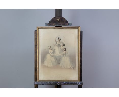 E. CHALON (AFTER) The Celebrated PAS DE QUATRE Hand tinted lithograph by T. Maquire, 56cm x 42cm overall, also a lithographic