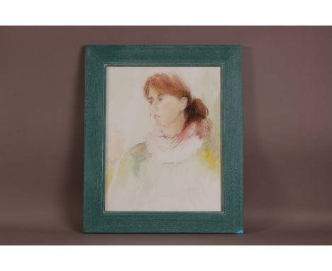 Jean Greve (20th/21st century), 50cm by 39cm, watercolour on paper, Portrait Of A Young Woman, framed  