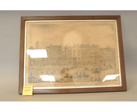Two large Victorian prints of London, 50cm by 75cm, poor condition, framed (2) 