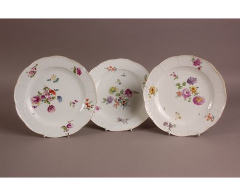 A set of three first half 20th century Meissen porcelain plates, m, each chipped (3) 