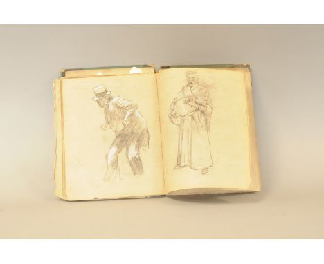 Attributed to George R. Halkett (1865-1918), a late 19th century artists sketch book, with many pencil preparatory and sketch