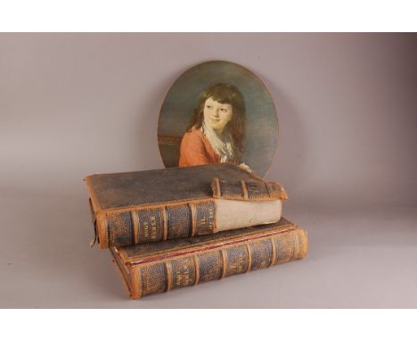 Two Victorian bibles,  AF, and an oval print on board (3) 