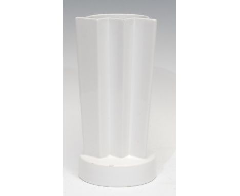 Ettore Sottsass (1917 - 2007) for Alessio Sarri, an Italian ET1 vase, of geometric form, glazed throughout in gloss white, 22