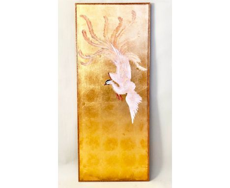 JAPANESE STYLE WALL PANEL, framed, 140cm x 52cm. 