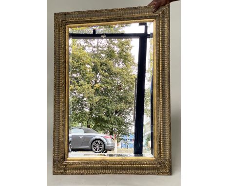 WALL MIRROR, Italian style giltwood with beveled mirror and cushion frame, 114cm H x 83cm W . 