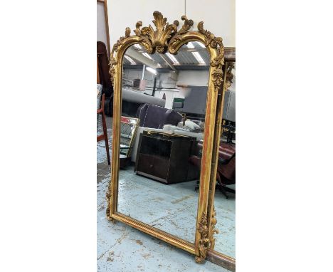 WALL MIRROR, 85cm W x 156cm H, with a decorative surmount, 19th century French giltwood and gesso. 