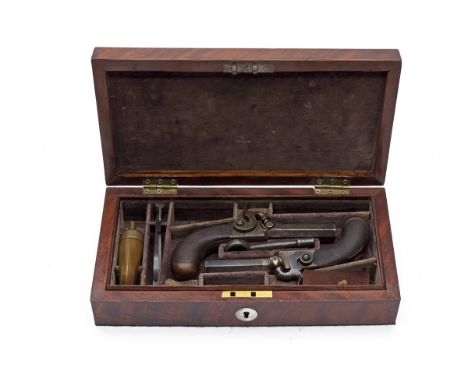 A GOOD CASED PAIR OF 44-BORE PERCUSSION SIDE-HAMMER BOXLOCK POCKET PISTOLS SIGNED YOUNG, BURY ST. EDMUNDS, circa 1835, with o