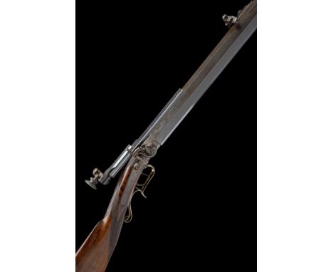 AN IMPRESSIVE AMERICAN .48 PERCUSSION BENCH REST RIFLE, CIRCA 1860, no visible serial number, with very heavy 43in. octagonal