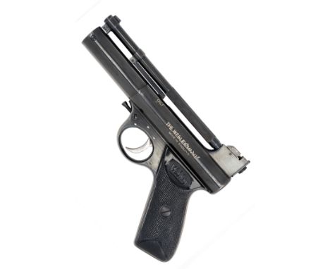 WEBLEY &amp; SCOTT, BIRMINGHAM A GOOD BOXED .177 POST-WAR 'MKI' AIR-PISTOL, batch no. 168, with blued 6 5/8in. barrel, blued 