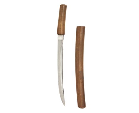 A SHINTO TANTO BLADE IN A SHIRASAYA, circa 1700, the 13in. blade signed Hiromasa, with a chozi haman (partly obscured, some m