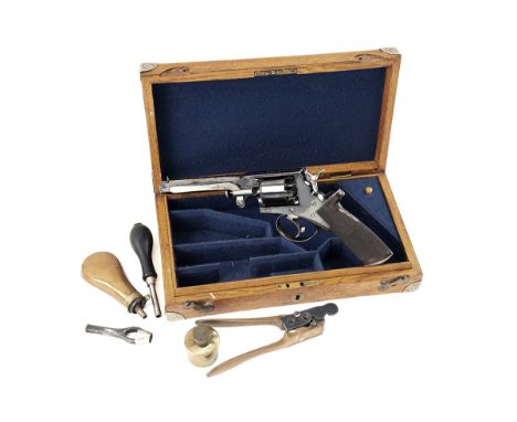 A GOOD CASED 54 BORE TRANTER FOURTH MODEL DOUBLE-ACTION PERCUSSION REVOLVER, RETAILED BY WILKINSON, CIRCA 1865, serial no. 19