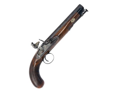 AN 18-BORE FLINTLOCK OFFICER'S PISTOL SIGNED BOLTON, LONDON, circa 1815, with browned octagonal 8in. barrel (some staining), 