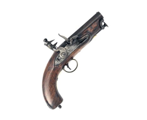 A RARE .65 PATTERN 1831 CUSTOMS OFFICERS / COASTGUARD FLINTLOCK PISTOL, no visible serial number, 4 1/2in. round barrel with 