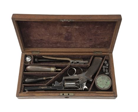 A CASED 54 BORE BEAUMONT ADAMS PERCUSSION REVOLVER INSCRIBED TO O. R. MIDDLETON ESQ 4TH KINGS OWN, CIRCA 1857, serial no. 24,