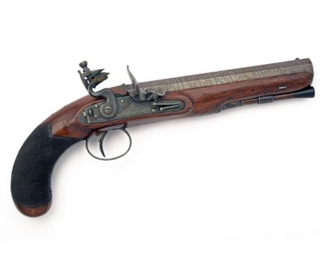 A .650 FLINTLOCK OFFICER'S PISTOL SIGNED MANTON, LONDON, no visible serial number, circa 1810, with browned octagonal 7 3/8in