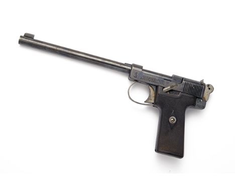 A RARE .22 (L/R) WEBLEY & SCOTT MODEL 1911 SINGLE-SHOT TARGET PISTOL, serial no. 135671, circa 1920, with blued 8 1/2in. barr