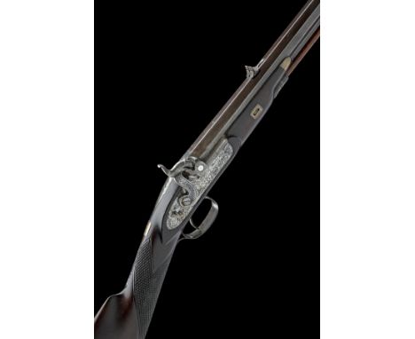 A .60 PERCUSSION SPORTING RIFLE SIGNED EDWARD HENNIKER OF KENT, CIRCA 1840, no visible serial number, with 24 1/2in. octagona