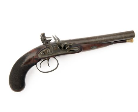 A GOOD .65 DOUBLE-BARRELLED FLINTLOCK OFFICER'S PISTOL BY W. PARKER CIRCA 1810, no visible serial number, with 8in. sighted t