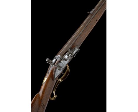 AN INTERESTING .69 FLINTLOCK JAEGER STYLE RIFLE, POSSIBLY RUSSIAN AND MADE AT TULA, CIRCA 1800, no visible serial number, wit