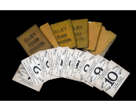 FIVE SETS OF VINTAGE ELEY STAND INDICATOR CARDS, one complete enamel set, three complete card sets and one enamel set missing