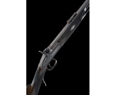 A CASED .577 SILVER MOUNTED SINGLE BARREL PERCUSSION SPORTING RIFLE SIGNED BLAKEMORE &amp; SON, CIRCA 1860, no visible serial
