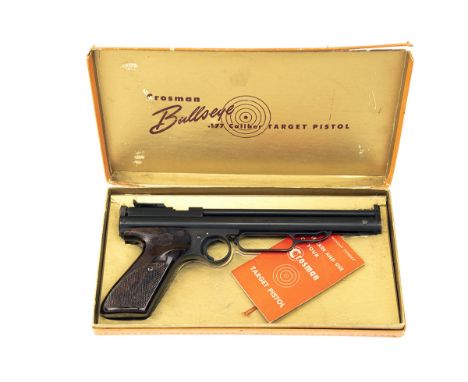 A SCARCE BOXED .177 MULTI-PUMP PNEUMATIC CROSMAN MODEL 105 'BULLSEYE' AIR-PISTOL, no visible serial number, manufactured betw