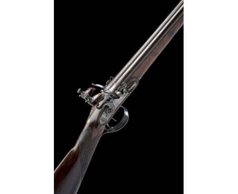 A 20-BORE FLINTLOCK DOUBLE-BARRELLED SPORTING-GUN SIGNED WILLIAMS, no visible serial number, circa 1800, with well re-browned