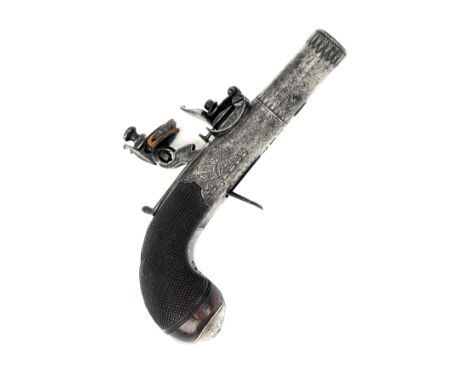 A ROUND-BODIED 32-BORE FLINTLOCK MUFF PISTOL SIGNED WM. HOLE, BRISTOL, circa 1820, with 1 5/8in. slightly tapering turn-off b