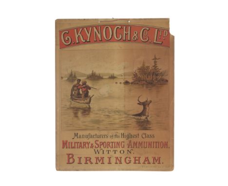 A RARE CARD HANGING ADVERT FOR G. KYNOCH &amp; CO. LTD. MILITARY &amp; SPORTING AMMUNITION, pre 1888 and measuring 16 5/8in. 