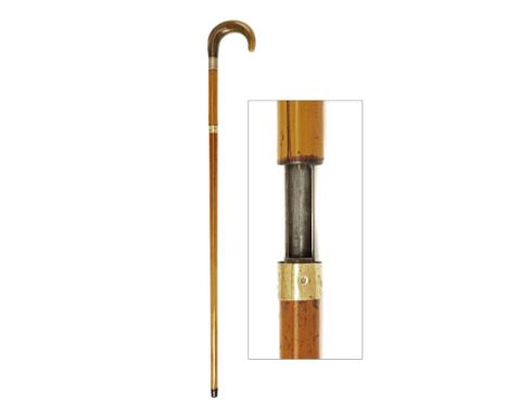 A 9.1mm (WALKING-STICK) DUMONTHIER PATENT WALKING-STICK SHOTGUN, no visible serial number, circa 1885, with natural cane-cove