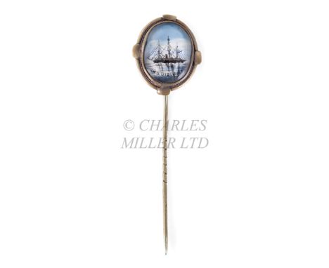 A RARE LAPEL PIN FOR THE 1875-76 DISCOVERY ARCTIC EXPEDITIONdepicting the vessel overwintering off the icepack and titled H.M