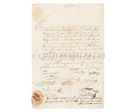 A SPANISH SEA PASSPORT, 1593granted to Girolamo, Pietro and Niccolò Estella, merchants, and to several women, all Venetian, p