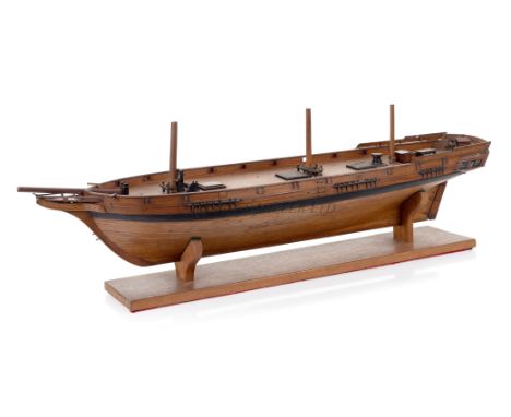 A SHIP MODEL, POSSIBLY A DOCKYARD APPRENTICE'S, FOR AN 18-GUN 'DAPHNE'-CLASS CORVETTE OF CIRCA 1834the 35in. hull with planke