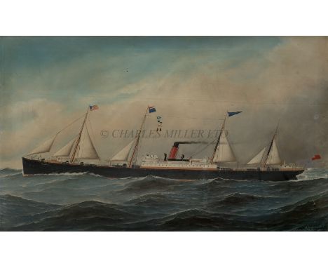 ANTONIO NICOLO GASPARO JACOBSEN (DANISH/AMERICAN, 1850-1921)The Atlantic Transport Line’s steamer 'Massachusetts' calling for