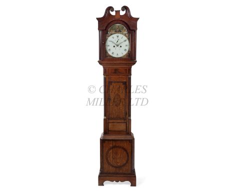 A GEORGIAN LONG CASE CLOCK COMMEMORATING NELSON, CIRCA 1805unsigned, the painted breakarch dial depicting Nelson with a naval