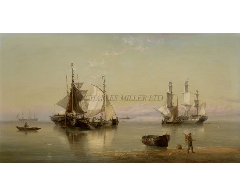 HENRY REDMORE (BRITISH, 1820-1887)Shipping in calm watersSigned and dated 'H REDMORE 1869' (lower left)Oil on canvas21 x 39½i