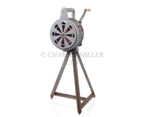 A PORTABLE AIR RAID SIREN, CIRCA 1940in grey painted aluminium with crank handle, mechanism case stamped for CARTER / NELSON 