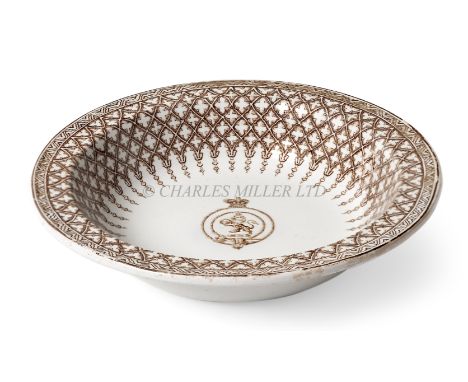 A RARE BRITISH & NORTH AMERICAN ROYAL MAIL COMPANY (LATER KNOWN AS CUNARD LINE) IRONSTONE SOUP BOWL, CIRCA 1860sepia-toned Go