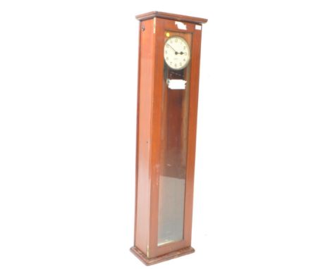 Gents of Leicester - A mid 20th vintage Pulsynetic Master electric factory regulator clock. Rectangular form with mahogany ca