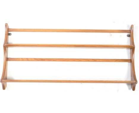 Ercol - Model 268 - Aretro mid 20th century 1960s elm two tier hanging plate rack / display book shelf. The rack having two g
