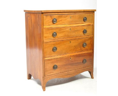 A Victorian 19th century mahogany bachelors chest of drawers. Rectangular form with a bank of four graduating drawers. Bracke