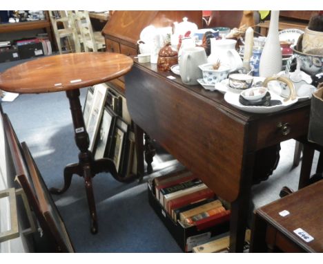 A 19TH CENTURY MAHOGANY TRIPOD TABLE, and a Pembroke table (2)