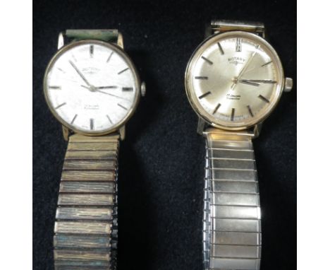 ROTARY: A gentleman's yellow metal wristwatch on an expanding bracelet, one other (2)