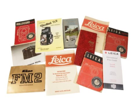 COLLECTION OF VARIOUS CAMERA INSTRUCTIONS BOOKLETS BY Leica, Rolleicord, Canon and Minox etc