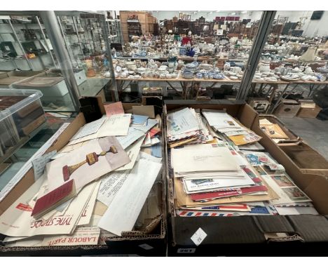 A COLLECTION OF FIRST DAY COVERS AND STAMPED ENVELOPES TOGETHER WITH LETTERS AND PRINTED EPHEMERA