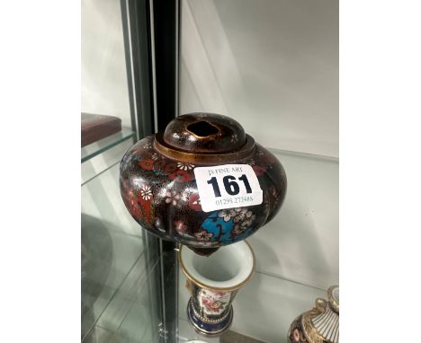 A JAPANESE CLOISONNE ENAMEL INCENSE BURNER AND COVER