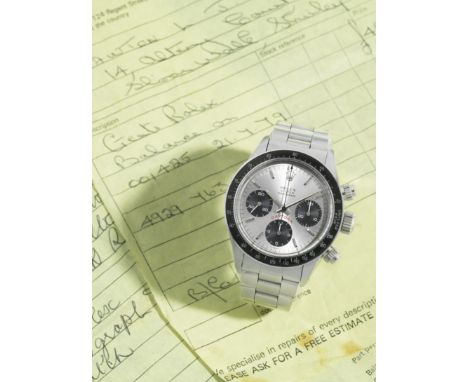 Rolex. A fine and rare stainless steel manual wind chronograph bracelet watch from the family of the original ownerModel: Cos