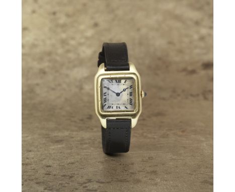 Cartier. A very early and rare 18K gold manual wind wristwatchModel: SantosDate: Circa 1920Movement: 18-jewel manual wind, 8 