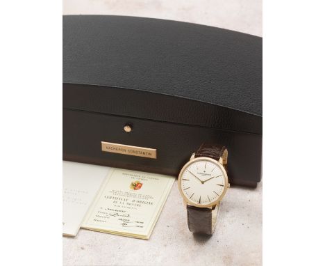 Vacheron Constantin. An 18K rose gold manual wind wristwatchModel: PatrimonyReference: 81180/000R-9159Date: Purchased 13th De